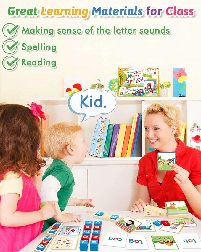Wooden CVC Word Spelling Games, Montessori Educational Learning Toys Gifts - Image 3