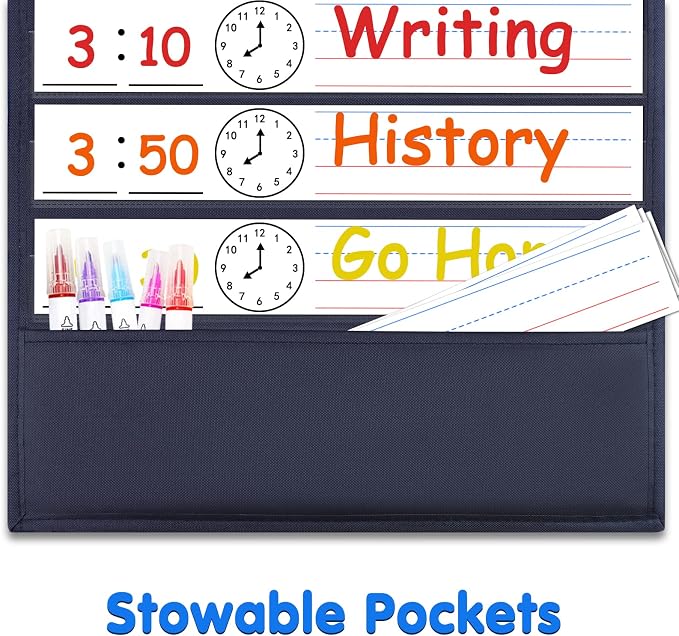Daily Schedule Pocket Chart, Visual Schedule for Kids, Black - Image 5
