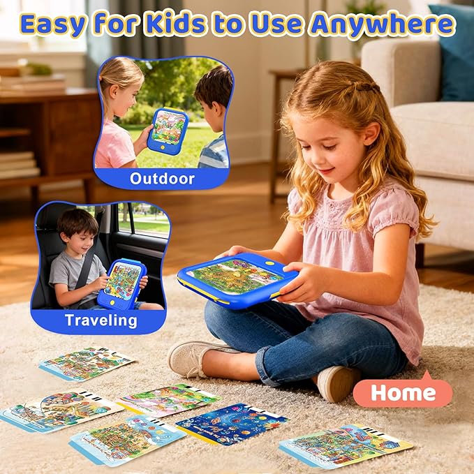 Kids Learning Tablet Bilingual, Montessori Educational Learning Toys for Toddlers 2-5 Year Olds, with 2000+ Words and Games, Speech Therapy Autism Toys, 2 3 4 5 Year Old Boy Girl Birthday Gift(Blue)