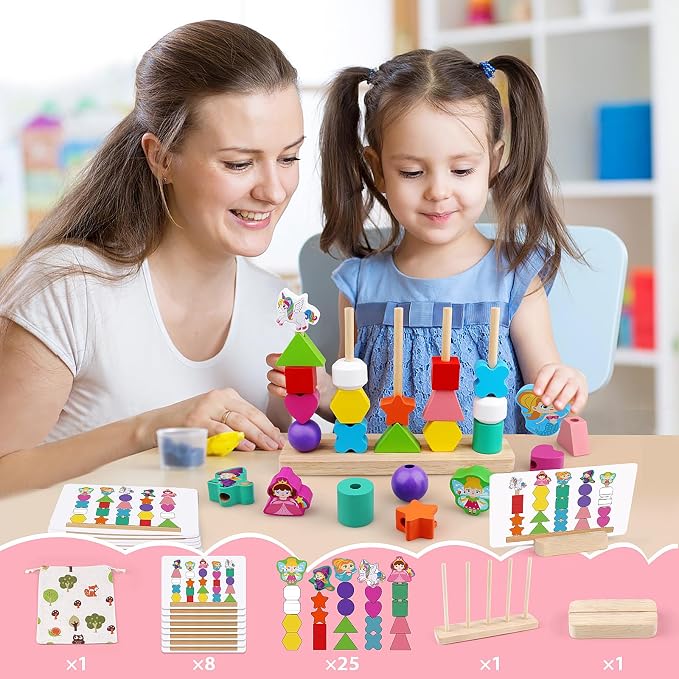 Vinlon Montessori Toys for Toddlers 2 3 4 Years Old -Princess Unicorn Fairy Mermaid Shapes Sorting Stacking Vivid Colors, Early Learning Educational Toys Easter Basket Stuffers Valentine's Day Gift - Image 2