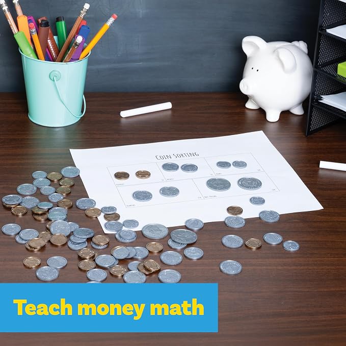 Learning Advantage Play Coin Set, Plastic, Realistic Coins for Pretend Play - Image 4