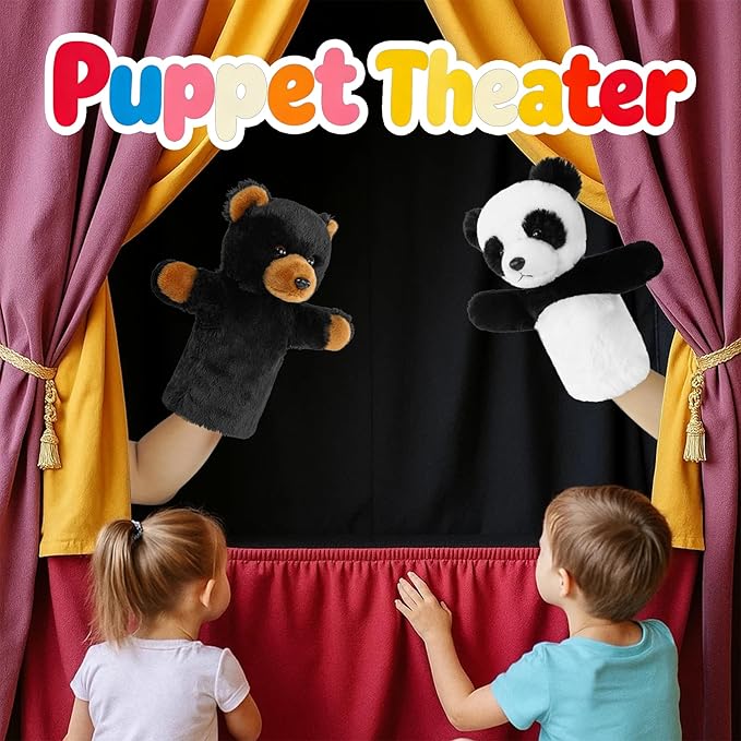 Soft Animal Hand Puppet Preschool Learning Toy Washable Black White Stuffed Story Time Family Fun Interactive Role Play Gift Panda