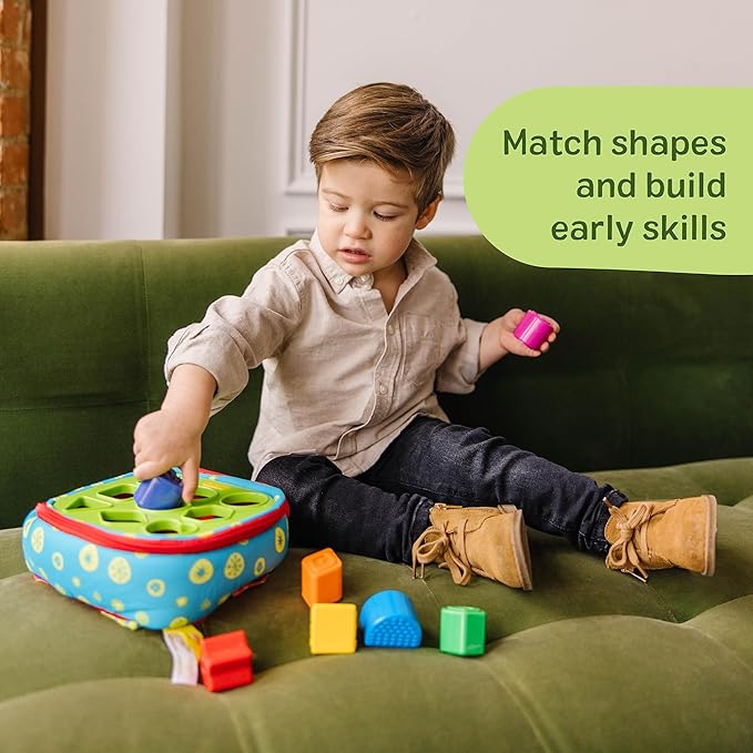 Melissa & Doug K’s Kids Take-Along Shape Sorter, 9 Textured Building Blocks & Soft Sensory Activity Bag, Montessori-Inspired Baby Toys for Toddlers, Preschool Learning Toys for Babies 9 Mo. & Up - Image 3