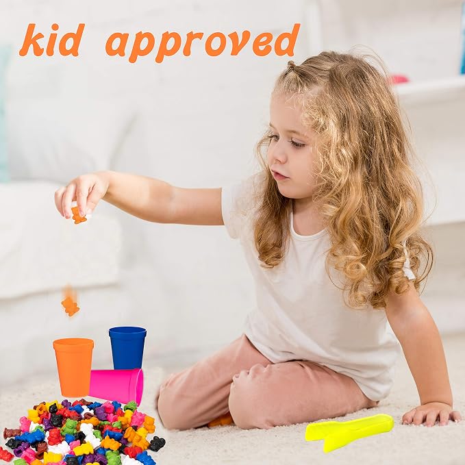 Driddle Colorful Counting Bears with Matching Cups - 100 Bears - Sort, Count & Color Recognition Learning Toy for Toddler & Kids - Montessori Education - Preschool Game - Image 5