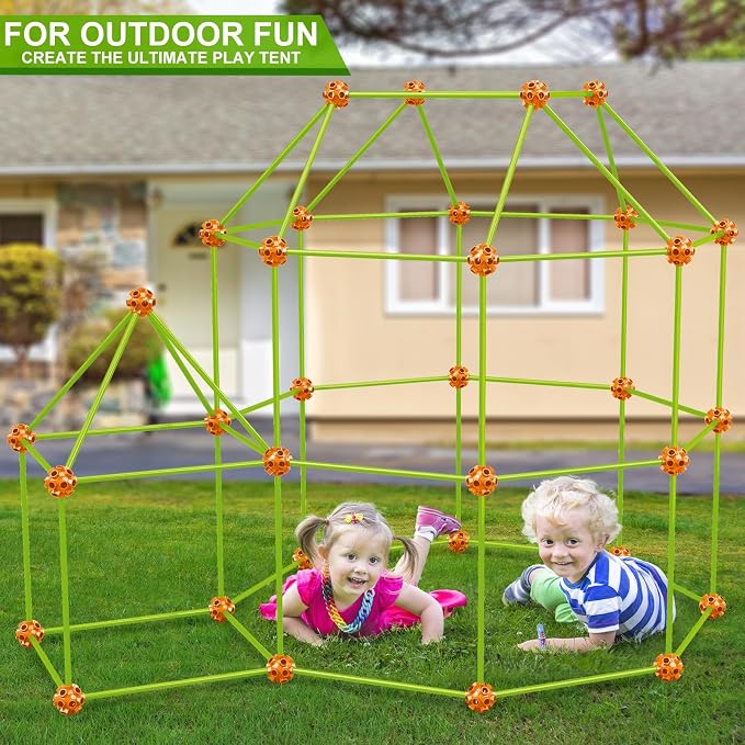 OleFun 180 Pack Fort Building Kits for Kids 4, 5, 6, 7, 8+ Year Old Boys & Girls, Creative STEM Building Toys for DIY Castles, Tunnels, Play Tent, for Aged 5-8, 8-12 - Image 4