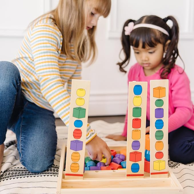 Melissa & Doug Bead Sequencing Set with 46 Wooden Beads and 5 Double-Sided Pattern Boards - Image 7
