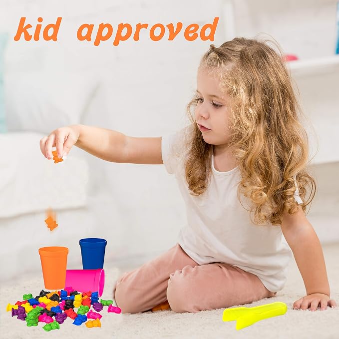 Driddle Colorful Counting Bears with Matching Cups - 80 Bears - Sort, Count & Color Recognition Learning Toy for Toddler & Kids - Montessori Education - Preschool Game - Image 5