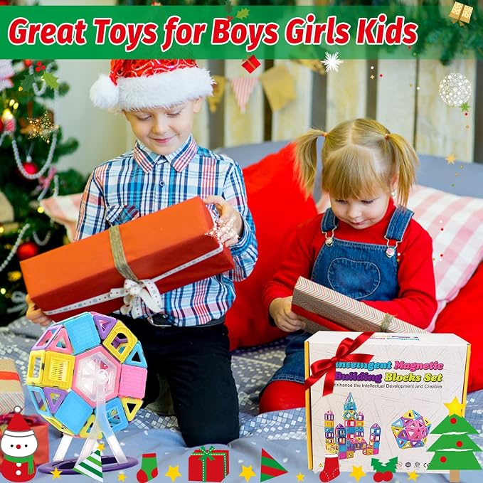 Tolnetr 124PCS Magnetic Tiles Toys for 3 4 5 6 7 8+Year Old Boys Girls - Image 7