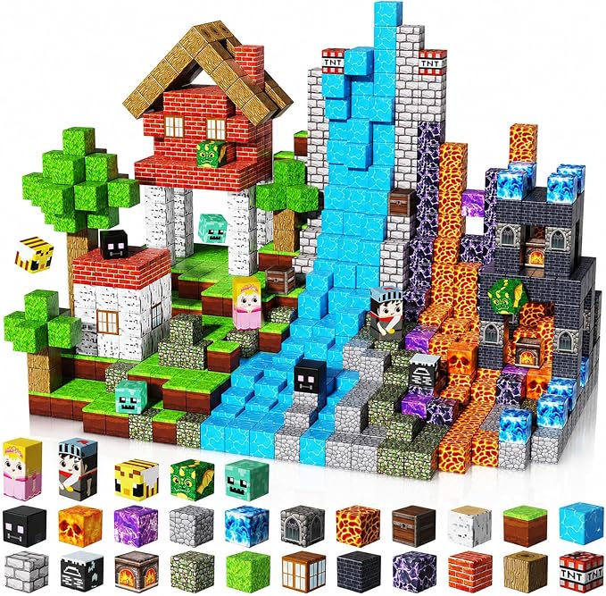 Magnetic Building Blocks - 150PCS Magnet Block Cubes Dark Hell Forest Castle, STEM Toy Building Sets for Kids Age 3+, Montessori Stacking Construction Toys for Easter Gift Boys Girls Age 4-8, 8-12 by Magneticfunthat%E2%80%99sneverdone