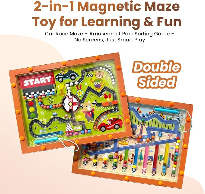 2 in 1 Magnetic Maze Board, Montessori Learning Toy for Kids 3 4 5 6 7 - Image 2