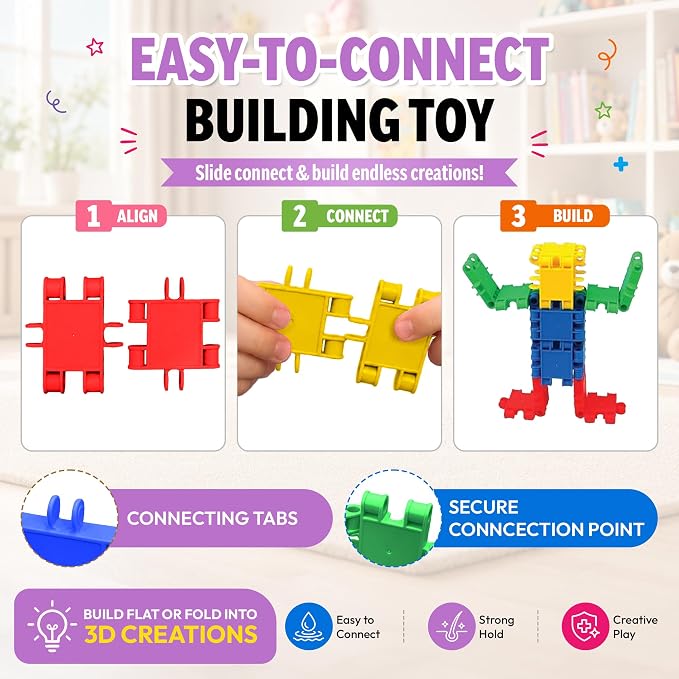 Snapid Building Bricks 400 Pcs Connecting Toy - Strong Durable Colorful Block Set w Storage, Interlinking Construction Blocks for Kids - STEM Development, Creativity and Educational Children Toys, 4+ - Image 5
