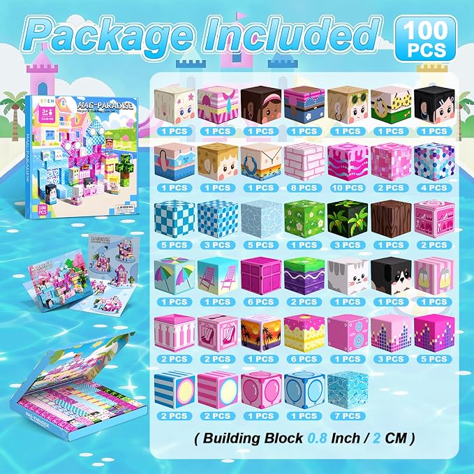 100PCS Magnetic Blocks for Girls, Building Cubes for Kids Gifts Toys - Image 2