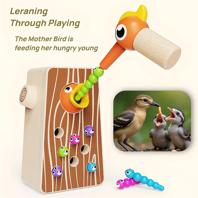 Montessori Wooden Bird Feeding Game Toys for Boys and Girls Aged 2-4 - Image 4