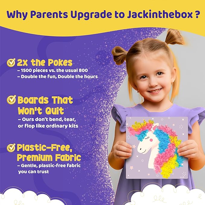 jackinthebox Poke Poke Art – Magical Theme, Mess-Free Fabric Art and Craft, Flower Pressing Kits, Gift for Kids, Girl Gifts, DIY Activity Boy Gift, Toys for Girls and Boys Ages 4 5 6 7 8