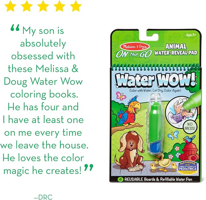 Melissa & Doug On the Go Water Wow! Mess Free Coloring Book, Reusable Water-Reveal Activity Pad, Animals, Travel Toys, Party Favors, For Toddlers & Kids Ages 3+ - FSC Certified - Image 9