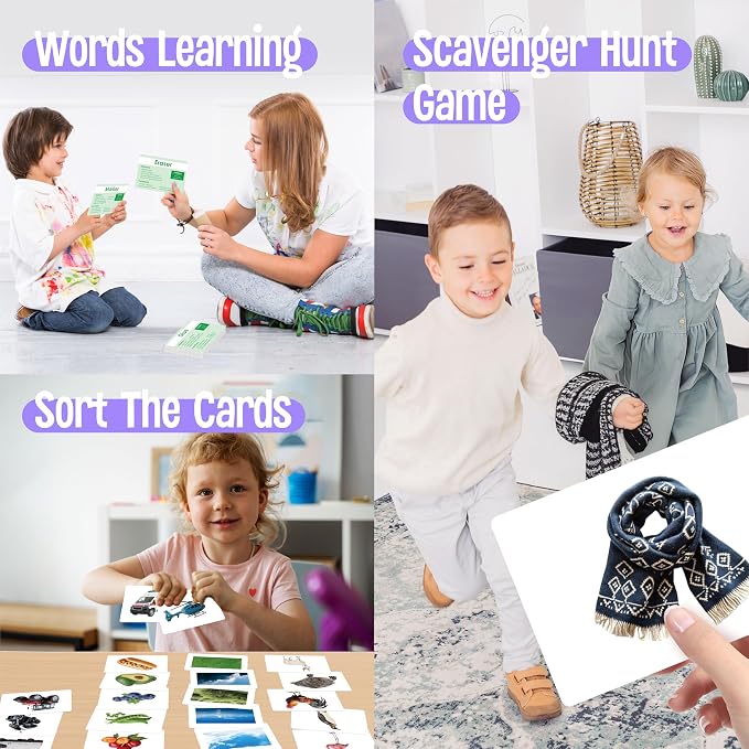 140 Noun Picture-Word Cards, Picture Flashcards Language Builder Visual Aid Speech Development Tool for Autism, ESL Teaching Material Non-Verbal Vocabulary Builder for Children, Kids, Adults (Level 2) - Image 6