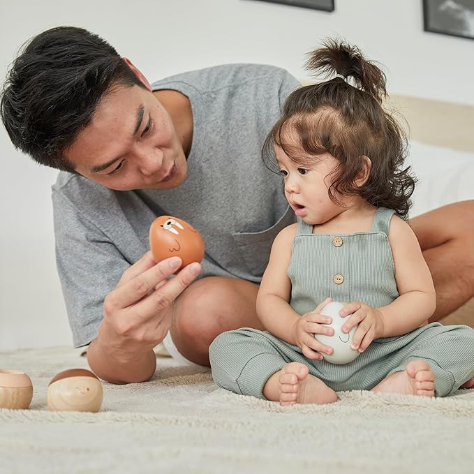 PlanToys® Walrus Wobbler Wooden Sensory Toy for Tactile Exploration & Coordination | Montessori Balance & Cause-and-Effect Activity | Eco-Friendly Educational Toy