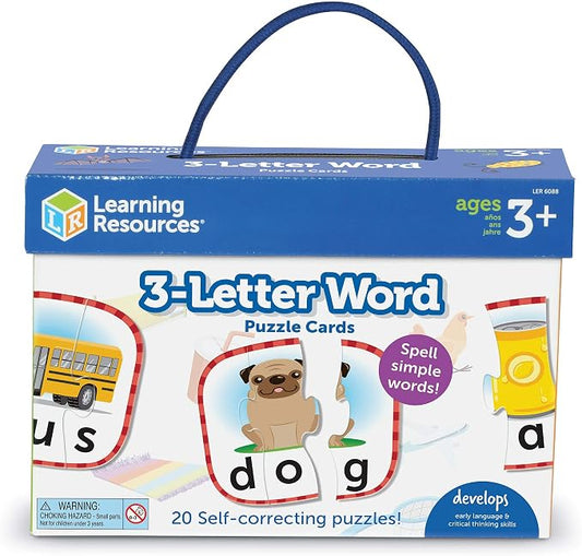 Learning Resources 3-Letter Word Puzzle Cards, Kindergarten Readniness, Self Correcting Puzzles, Ages 3+ by LearningResources