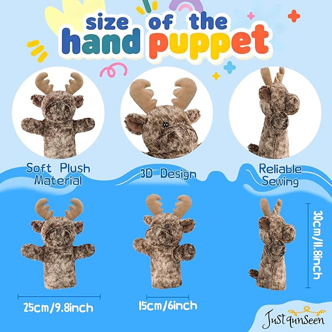 Hand Puppet Christmas for Toddlers Winter Forest Soft Plush Educational Story Time Interactive Learning Stuffed Animal Family Fun Reindeer Puppet