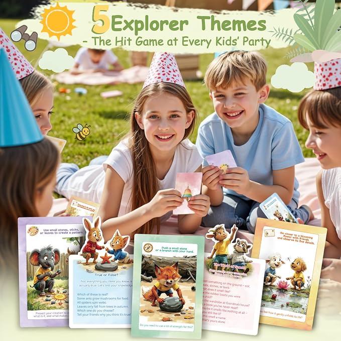 Kids Nature Scavenger Hunt – Outdoor Game for Kids | Laminated Waterproof, Wipe-Clean | 55 Cards, 5 Themes, Spinner & Stickers, Soft-Touch | Ages 3–12 Stocking Stuffers - Image 6