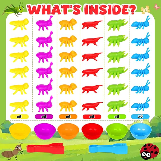 Counting Insects Matching Toys with Sorting Bowls and Games Dice Montessori Preschool Educational Activities Learning Color Sorting Fine Motor Skills Sensory Toys Birthday Gifts for 3 4 5 Year Old - Image 2