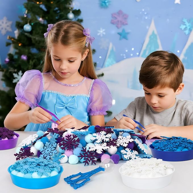 209 Pcs Winter Sensory Bin Items Winter Snowflake Counting Sorting Sensory Bin Filler Fine Motor Toys Frozen Snowflake Counts Winter Xmas Counting Toys for Preschool Education Activities - Image 6