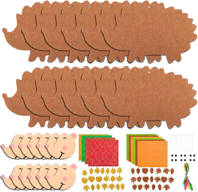 DAGLLGEW Fall Crafts for Kids 12 Pieces Hedgehog Fall Crafts DIY Art for Children's Birthday, Window Picture, Halloween, Christmas for Toddlers Activities for Kids