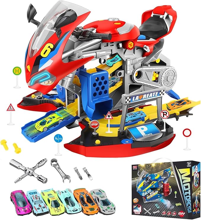 Take Apart Motorcycle Toys Kit, Motorcycle Model Toys for Kids Mechanic,Motorcycles Toy with Light, Sound & Spray for Toddlers 3+ Kids,Interactive Toy Engine Building Kit, Yellow