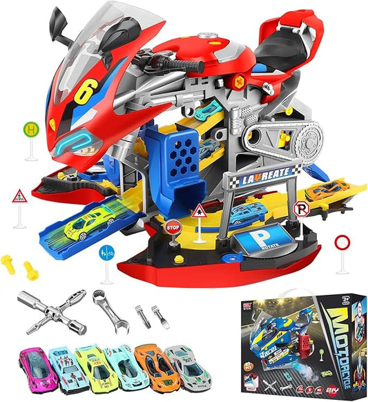 Take Apart Motorcycle Toys Kit, Motorcycle Model Toys for Kids Mechanic,Motorcycles Toy with Light, Sound & Spray for Toddlers 3+ Kids,Interactive Toy Engine Building Kit, Yellow
