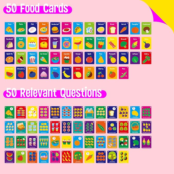 Food Flashcards, 50 Double-Sided Cards, Veggies, Fruits, Snacks, Desserts, Grain Cards Educational Learning Tools for Preschool and Toddlers Learning (2 Reclosable Rings Attached) - Image 4