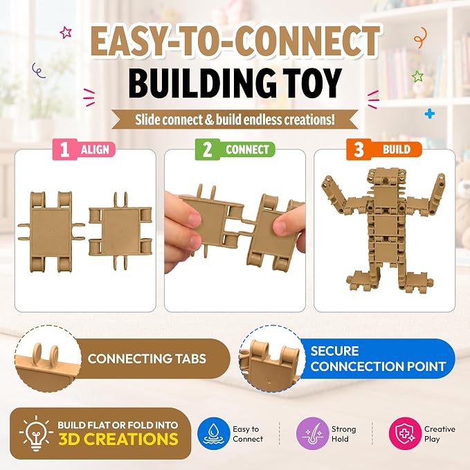 100 Piece Gold Snap Connecting Building Toy Set for Kids - Image 5
