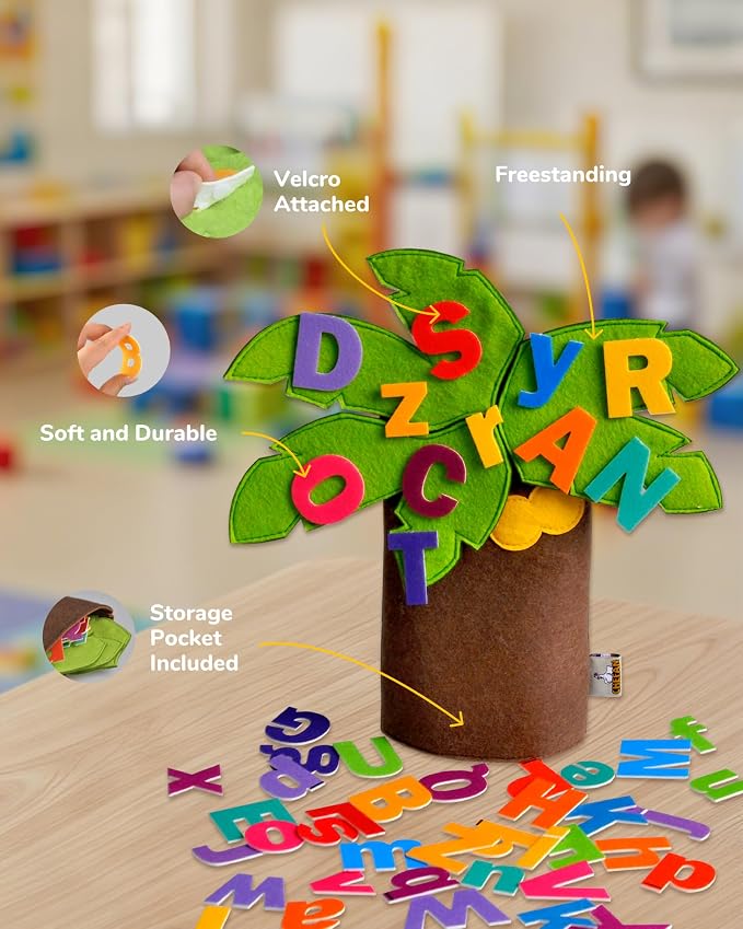 CHEFAN Felt Letter Tree Freestanding Coconut Tree Alphabet Game Set Props from The Childhood Favorite Book for Early Education - Image 3