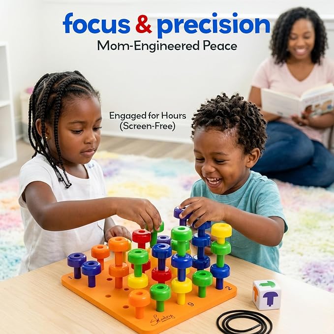 Skoolzy Montessori Sensory Pegboard, 33 Pc, STEM Learning, Ages 2+ - Image 8