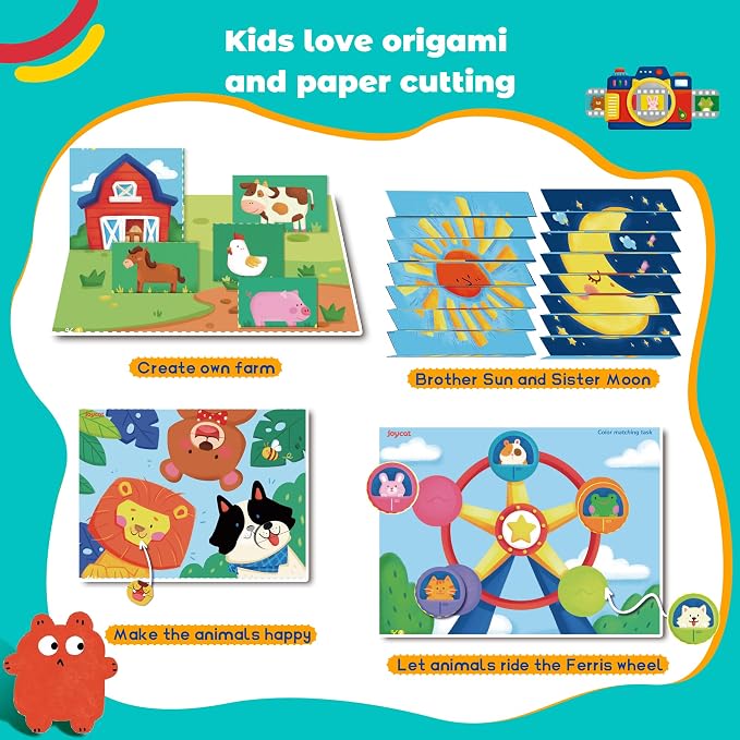 JoyCat Scissor Skills Activity Kit, Toddler Scissors Ages 3-5, Happy Days - Image 7