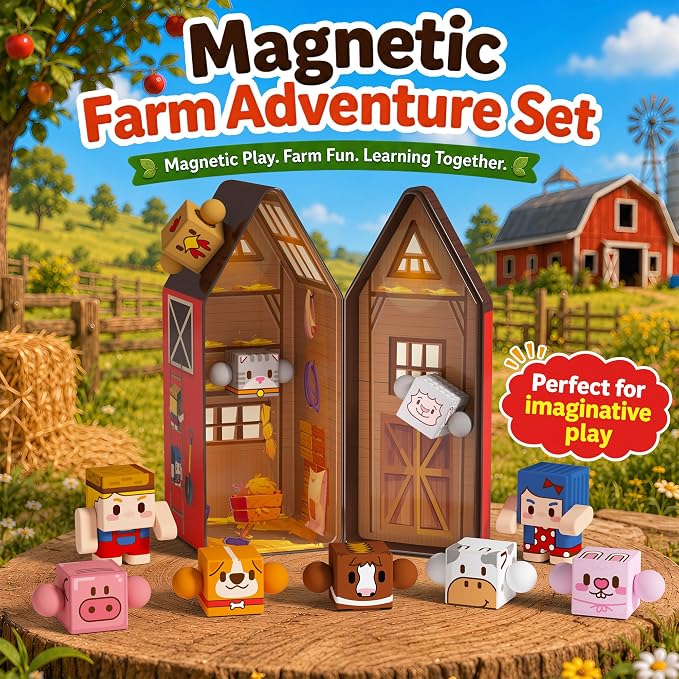 GobiDex Magnetic Travel Toys Farm Figures Set in a Portable Tin for Kids 3+ - Image 9