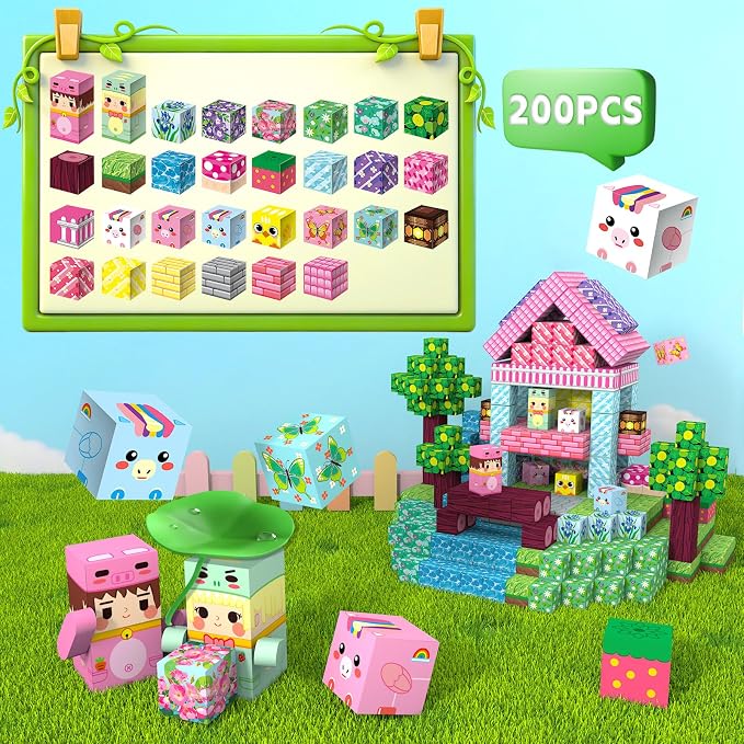 200PCS Magnetic Blocks Magnet Building Cubes STEM Toys for 3+kids Gifts - Image 2