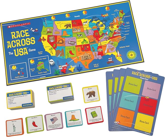 University Games, Scholastic Race Across the USA Board Game , Geography Learning Game for Kids and Families, for 2 to 4 Players Ages 8 and Up - Image 5