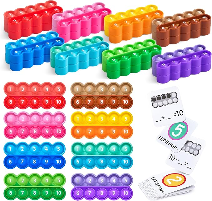 JoyCat 24 Ten Frame Math Manipulatives with 20 Task Cards, Ages 3-5 by JOYCAT