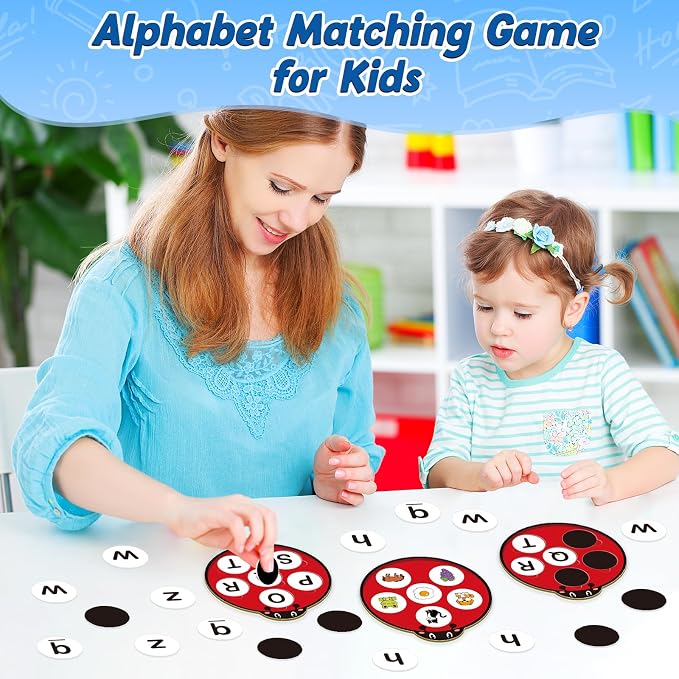 Kasfalci Alphabet Games for Kids Toddlers,Animal Cards,Alphabet Learning Toys,ABC Flash Cards,Speech Therapy,Letter Matching Board Games for Kids 3-6,Ladybug Toys,Preschool Classroom Must Haves - Image 5