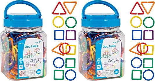 edxeducation Geo Links, Mini Jar, Set of 144, Linking Shapes, 6 Colors (Pack of 2) by EdxEducation