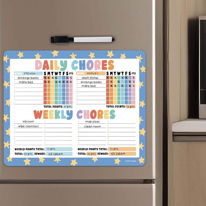 Magnetic Chore Chart for Kids Multiple Kids, Chore Board Adults and Teens by HadleyDesigns
