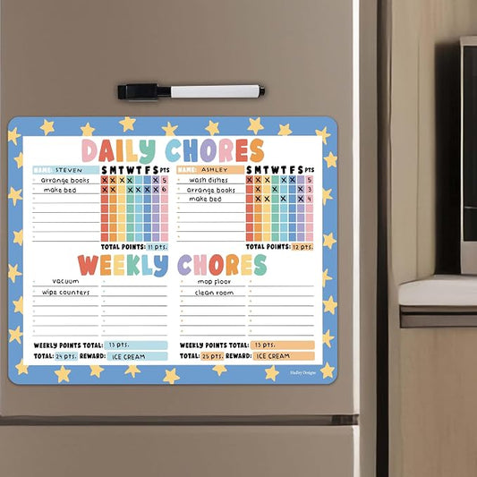 Magnetic Chore Chart for Kids Multiple Kids, Chore Board Adults and Teens by HadleyDesigns