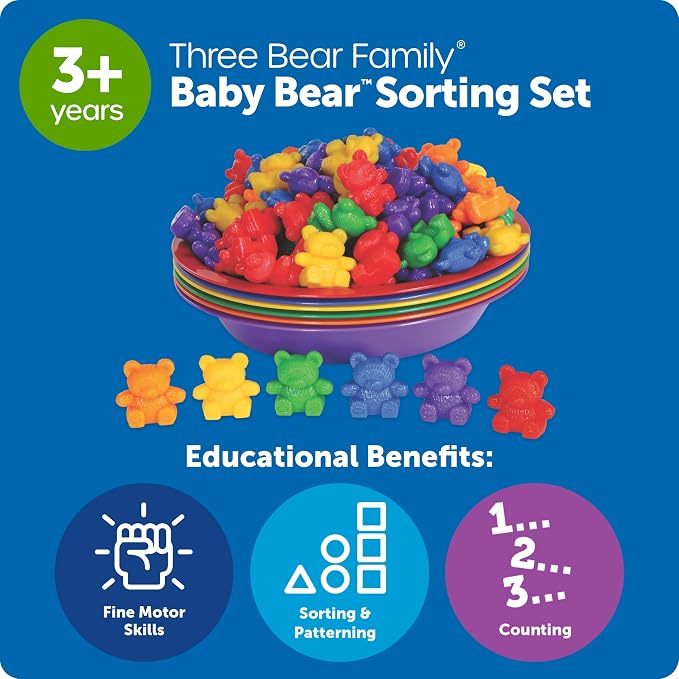 Learning Resources Baby Bear Sorting Set - Counting Toys, Color Recognition, Fine Motor Skills, 108 Pieces, Ages 3+ - Image 7