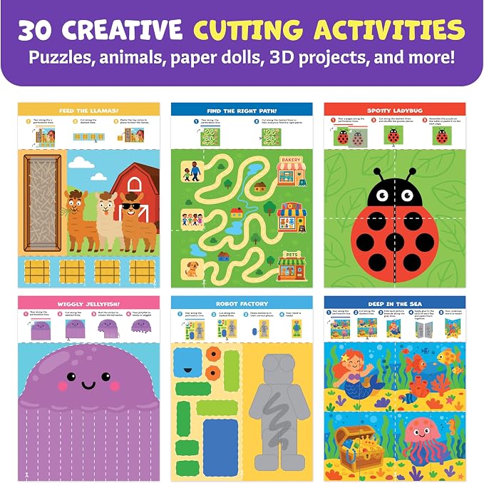 Snip & Shape Scissor Skills Activity Book with Toddler & Kids Scissors 3-5 - Image 3