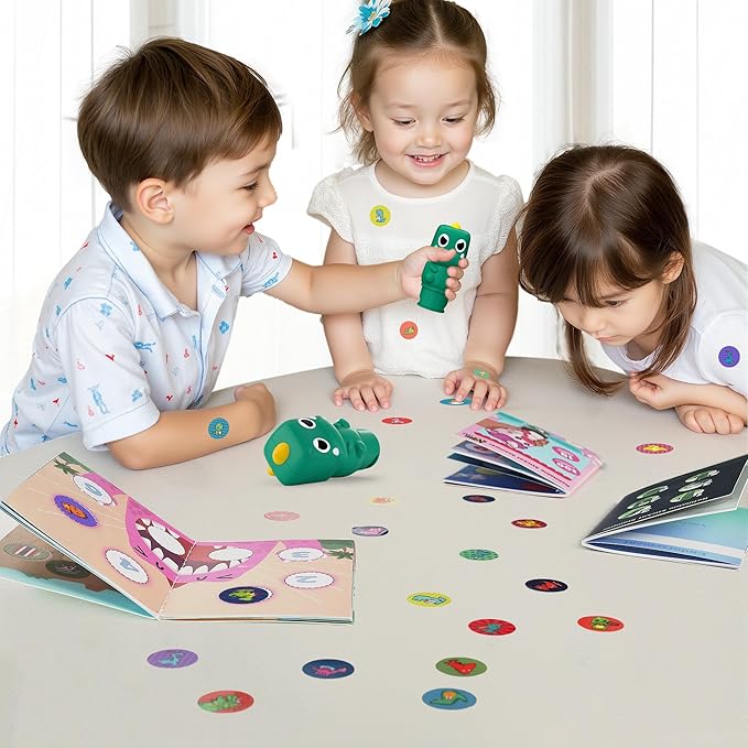 iPlay, iLearn Kid Dinosaur Sticker Stamp Activity Set - 400+ Stickers 18-Page Activity Book, Toddler Creative Mess-Free Art Craft Educational Travel Toy Birthday Stocking Gift 3 4 5 6 Yr Old Girl Boy