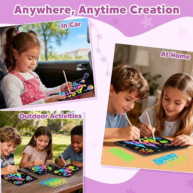 ZMLM Scratch Paper Art-Crafts Gift: 2 Pack Rainbow Notebooks Supplies Toys - Image 4