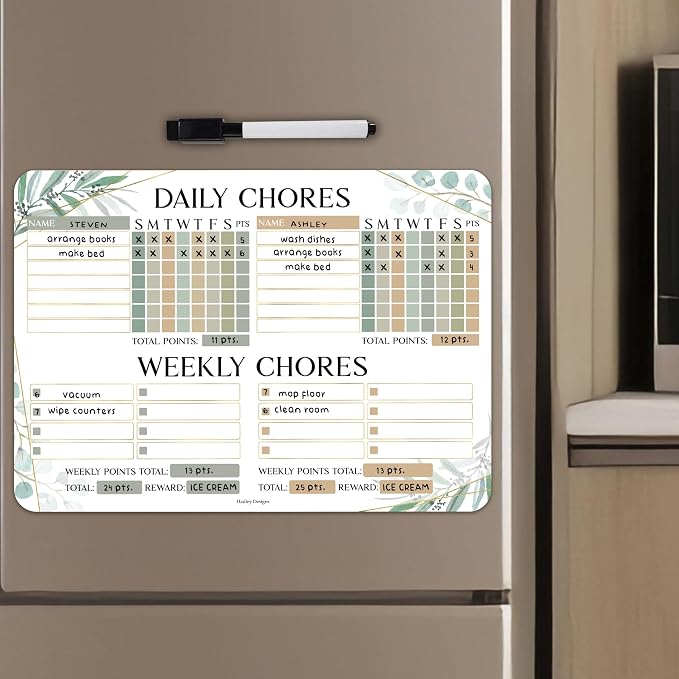 Magnetic Chore Chart for Kids Multiple Kids, Chore Board Adults and Teens by HadleyDesigns