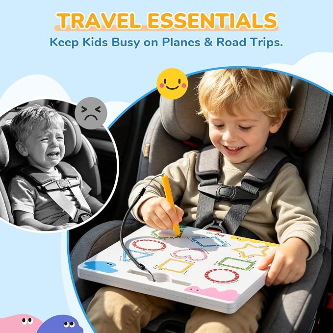 JoyCat Magnetic Shapes and Lines Tracing Board, 2-in-1 Pencil Control Toy - Image 3