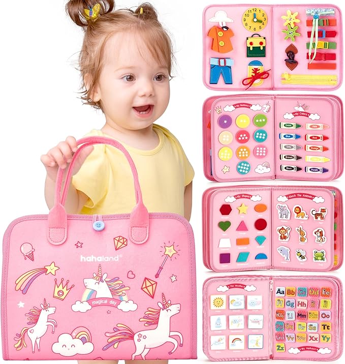 hahaland Busy Board Montessori Toys Busy Book Toddler Girl Gifts Travel Toy by hahaland