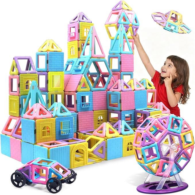 Tolnetr 124PCS Magnetic Tiles Toys for 3 4 5 6 7 8+Year Old Boys Girls by DUMMA